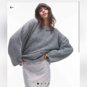 Topshop knit boxy fluffy crew oversized sweater gray - NWT Size Medium